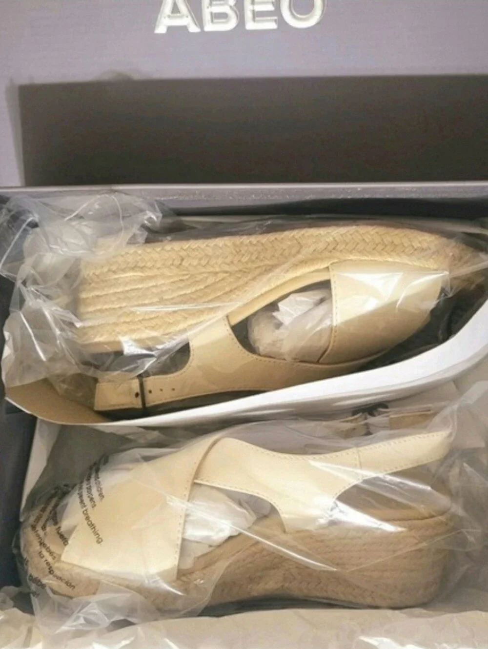 ABEO Riviera Cross‎ Espadrille Sandal Off White Cream New Sz 5 Platform Comfort